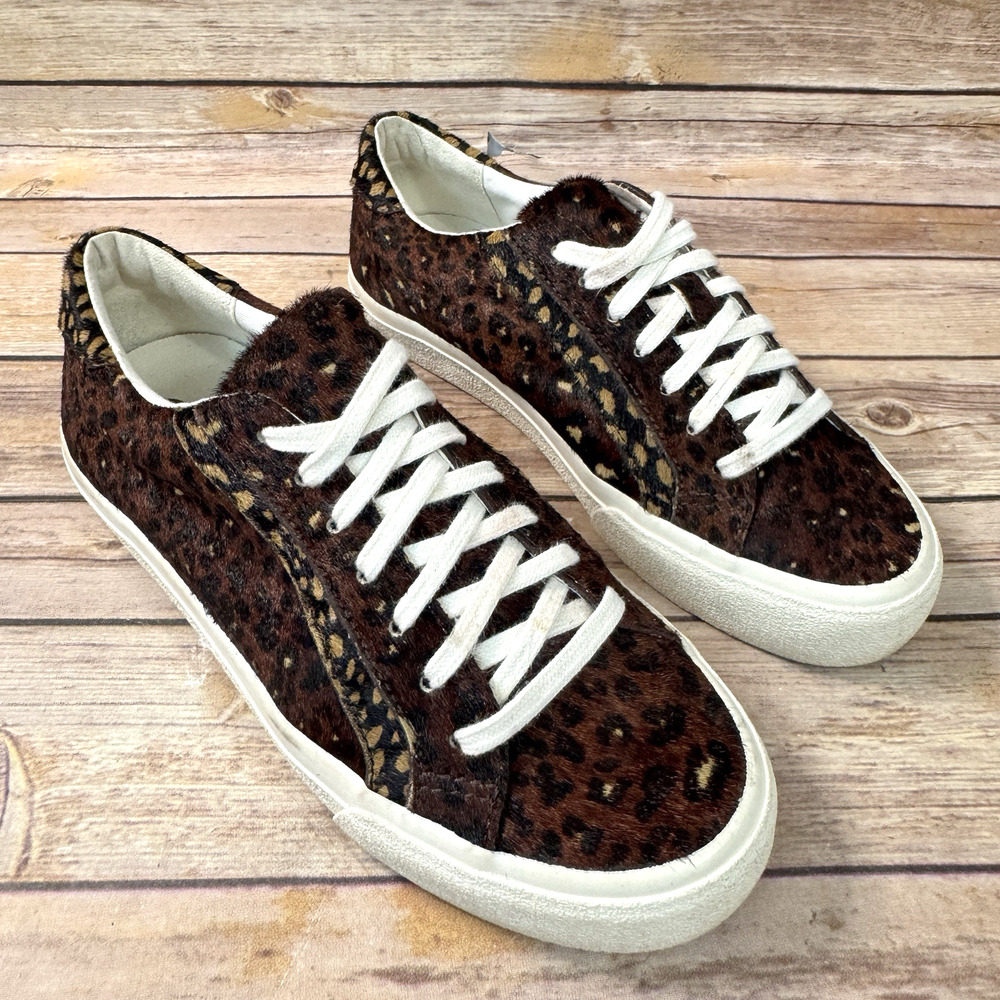 Madewell Sidewalk Painted Leopard Colorblock Calf Hair Low Top Sneakers W 7.5/M6